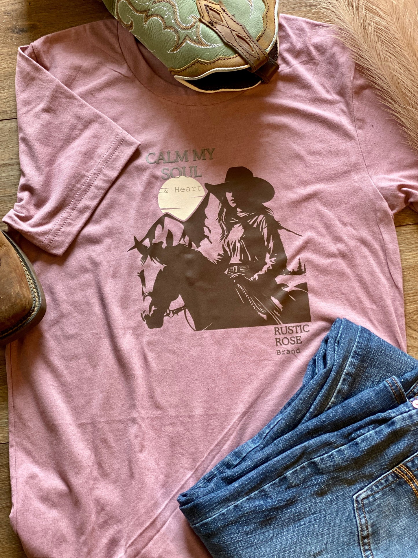 Calm My Soul & Heart Tee – Soft Western Graphic Shirt | Rustic Rose Brand
